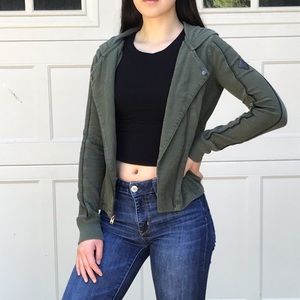 Army green zip-up jacket with hood!